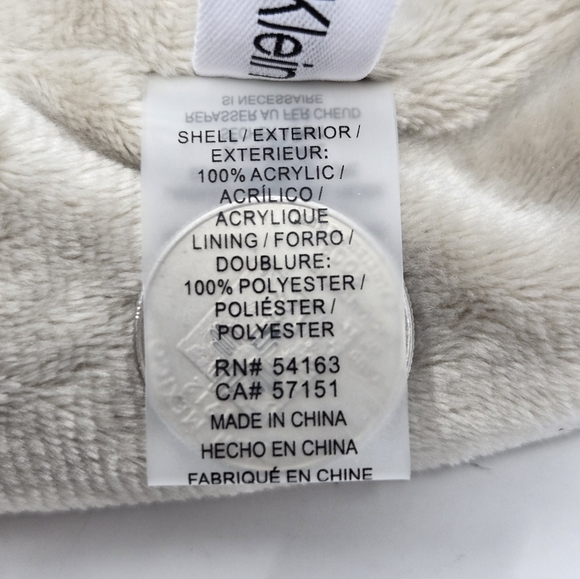 CALVIN KLEIN TAN & CREAM FLEECE LINED BEANIE HAT ACCESSORY FOLDED BRIM WOMEN OS - Picture 10 of 12